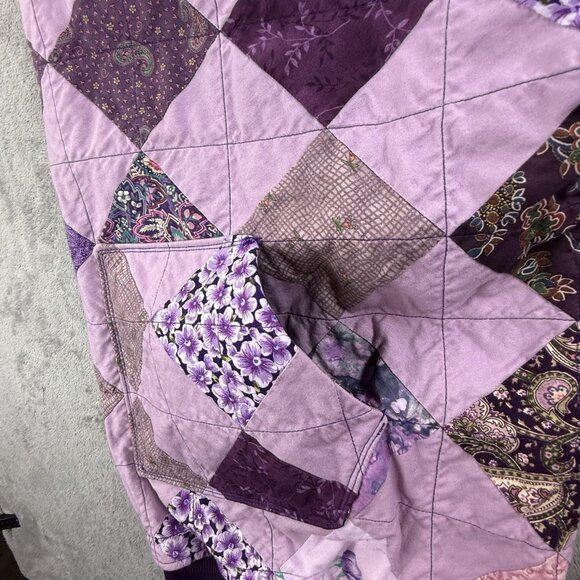 Vintage Patchwork Quilted Bomber Jacket Womens 2X Paisley Floral Handmade 90s - Picture 12 of 16